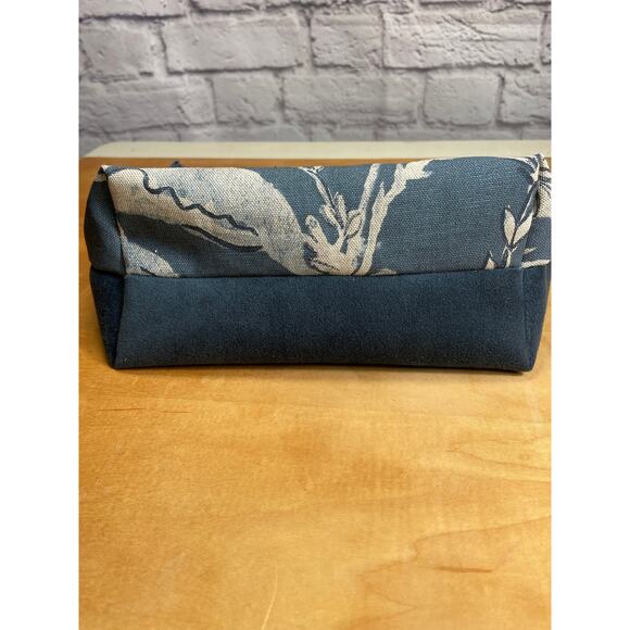 Blue floral bag, handmade one of a kind, cotton and velour multitude of uses - Picture 3 of 4